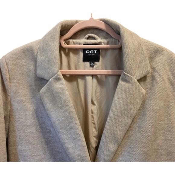 OAT New York Light Tan Oversized Boyfriend Blazer NWOT Size Large - Picture 3 of 7